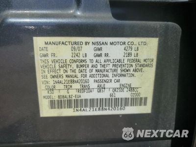 Zdjęcie 12 z 13 samochodu: 2008 NISSAN ALTIMA 2.5 VIN:1N4AL21E88N420160 - miniatura