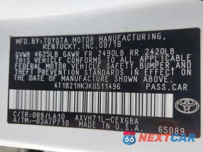 Zdjęcie 13 z 15 samochodu: 2019 TOYOTA CAMRY HYBRID VIN:4T1B21HK3KU511496 - miniatura