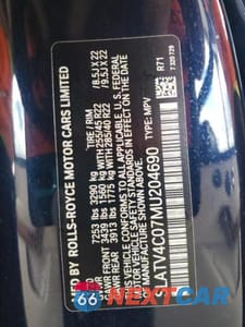 Zdjęcie 14 z 14 samochodu: 2021 ROLLS-ROYCE CULLINAN VIN:SLATV4C07MU204690 - miniatura