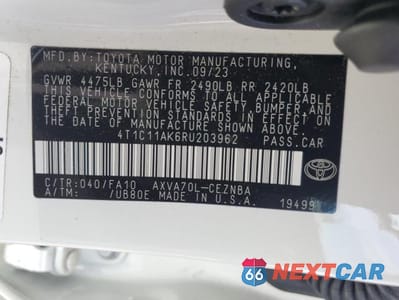 Zdjęcie 13 z 13 samochodu: 2024 TOYOTA CAMRY LE VIN:4T1C11AK6RU203962 - miniatura