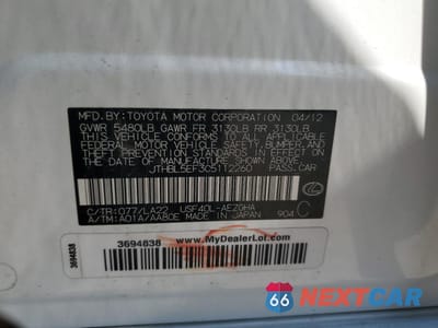 Zdjęcie 12 z 12 samochodu: 2012 LEXUS LS 460 VIN:JTHBL5EF3C5112260 - miniatura