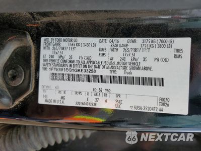 Zdjęcie 12 z 13 samochodu: 2016 FORD F150 SUPERCREW VIN:1FTEW1EG1GKE33258 - miniatura