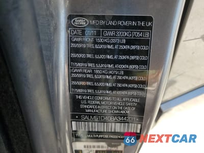 Zdjęcie 13 z 15 samochodu: 2011 LAND ROVER RANGE ROVER HSE VIN:SALME1D40BA344231 - miniatura