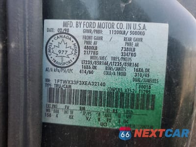 Zdjęcie 12 z 12 samochodu: 1999 FORD F350 SUPER DUTY VIN:1FTWX33F3XEA32140 - miniatura