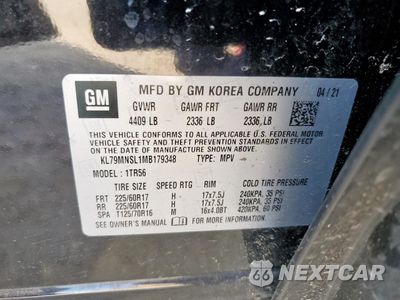 Zdjęcie 12 z 13 samochodu: 2021 CHEVROLET TRAILBLAZER LS VIN:KL79MNSL1MB179348 - miniatura