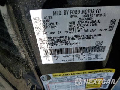 Zdjęcie 12 z 12 samochodu: 2013 FORD F150 SUPERCREW VIN:1FTEW1CM2DFC51002 - miniatura