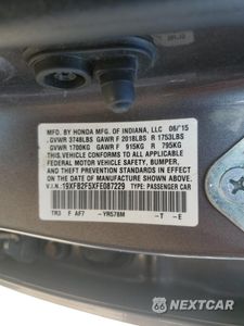 Zdjęcie 12 z 12 samochodu: 2015 HONDA CIVIC LX VIN:19XFB2F5XFE087229 - miniatura