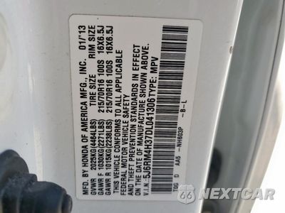 Zdjęcie 13 z 13 samochodu: 2013 HONDA CR-V LX VIN:5J6RM4H37DL041306 - miniatura