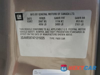 Zdjęcie 12 z 12 samochodu: 2007 BUICK LACROSSE CXS VIN:2G4WE587471219225 - miniatura