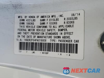 Zdjęcie 12 z 12 samochodu: 2015 HONDA ACCORD SPORT VIN:1HGCR2F54FA016806 - miniatura