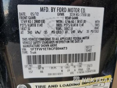 Zdjęcie 12 z 12 samochodu: 2012 FORD F150 SUPERCREW VIN:1FTFW1ET8CFB94473 - miniatura