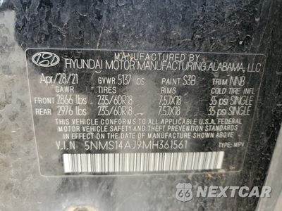 Zdjęcie 12 z 12 samochodu: 2021 HYUNDAI SANTA FE SE VIN:5NMS14AJ9MH361561 - miniatura