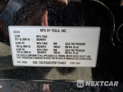 Zdjęcie 12 z 12 samochodu: 2024 TESLA MODEL Y VIN:7SAYGAEE2RF124457 - miniatura