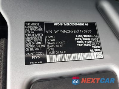 Zdjęcie 13 z 13 samochodu: 2024 MERCEDES-BENZ SPRINTER 2500 VIN:W1Y4NCHY8RT176963 - miniatura