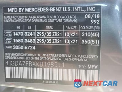 Zdjęcie 12 z 12 samochodu: 2019 MERCEDES-BENZ GLE 63 AMG-S 4MATIC VIN:4JGDA7FBXKB198511 - miniatura