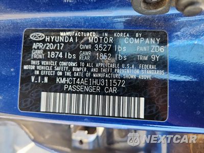 Zdjęcie 13 z 15 samochodu: 2017 HYUNDAI ACCENT SE VIN:KMHCT4AE1HU311572 - miniatura