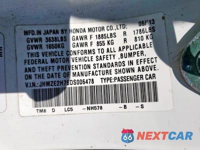 Zdjęcie 13 z 13 samochodu: 2013 HONDA INSIGHT EX VIN:JHMZE2H76DS006478 - miniatura