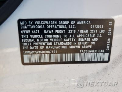 Zdjęcie 13 z 13 samochodu: 2013 VOLKSWAGEN PASSAT S VIN:1VWAP7A35DC087591 - miniatura
