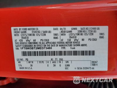Zdjęcie 10 z 11 samochodu: 2021 FORD F350 SUPER DUTY VIN:1FT8W3BT2MED73480 - miniatura