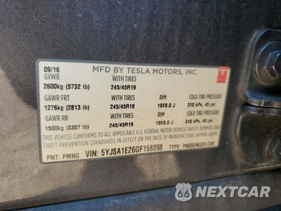 Zdjęcie 12 z 12 samochodu: 2016 TESLA MODEL S VIN:5YJSA1E26GF158098 - miniatura
