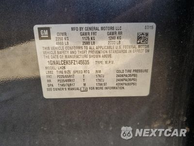Zdjęcie 12 z 14 samochodu: 2015 CHEVROLET EQUINOX LT VIN:1GNALCEK5FZ145635 - miniatura