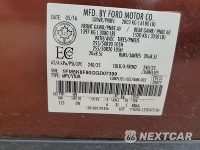 Zdjęcie 13 z 13 samochodu: 2016 FORD EXPLORER LIMITED VIN:1FM5K8F80GGD07399 - miniatura