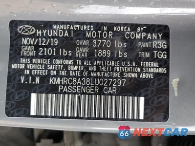 Zdjęcie 13 z 16 samochodu: 2020 HYUNDAI VENUE SEL VIN:KMHRC8A38LU027297 - miniatura