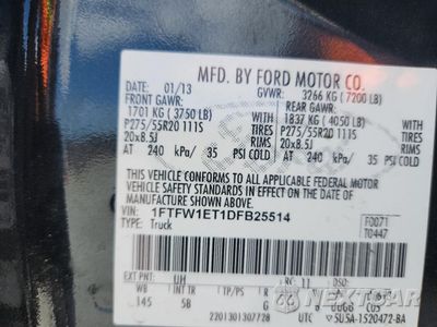 Zdjęcie 13 z 15 samochodu: 2013 FORD F150 SUPERCREW VIN:1FTFW1ET1DFB25514 - miniatura