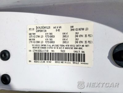 Zdjęcie 12 z 12 samochodu: 2006 DODGE RAM 1500 ST VIN:1D7HA18266J117148 - miniatura