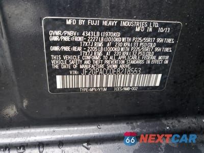 Zdjęcie 13 z 13 samochodu: 2014 SUBARU XV CROSSTREK 2.0 PREMIUM VIN:JF2GPACC0E8218553 - miniatura