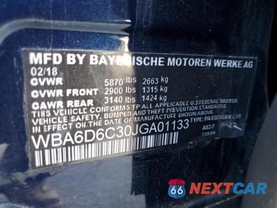 Zdjęcie 12 z 12 samochodu: 2017 BMW 650 XI GRAN COUPE VIN:WBA6D6C30JGA01133 - miniatura