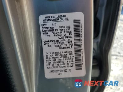 Zdjęcie 13 z 15 samochodu: 2001 INFINITI QX4 VIN:JNRDR09Y51W222175 - miniatura