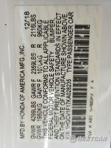 Zdjęcie 12 z 12 samochodu: 2019 HONDA ACCORD LX VIN:1HGCV1F17KA028235 - miniatura