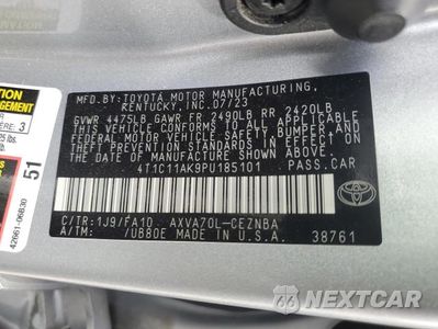 Zdjęcie 12 z 12 samochodu: 2023 TOYOTA CAMRY LE VIN:4T1C11AK9PU185101 - miniatura