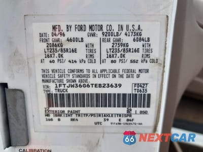 Zdjęcie 12 z 12 samochodu: 1996 FORD F350 VIN:1FTJW36G6TEB23639 - miniatura