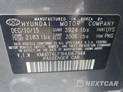 Zdjęcie 12 z 13 samochodu: 2017 HYUNDAI ELANTRA SE VIN:KMHD74LF9HU067944 - miniatura