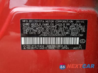 Zdjęcie 12 z 12 samochodu: 2016 LEXUS IS 200T VIN:JTHBA1D22G5005297 - miniatura