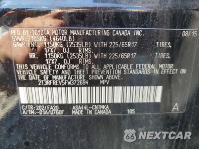 Zdjęcie 12 z 13 samochodu: 2015 TOYOTA RAV4 XLE VIN:2T3RFREV5FW372694 - miniatura