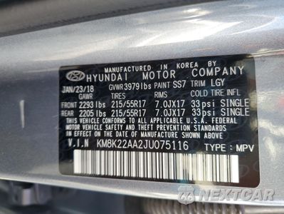 Zdjęcie 12 z 13 samochodu: 2018 HYUNDAI KONA SEL VIN:KM8K22AA2JU075116 - miniatura