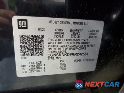 Zdjęcie 13 z 14 samochodu: 2024 CHEVROLET TAHOE K1500 LT VIN:1GNSKNKD9RR242561 - miniatura