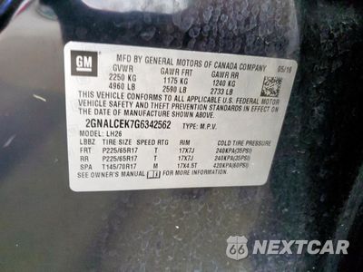 Zdjęcie 13 z 15 samochodu: 2016 CHEVROLET EQUINOX LT VIN:2GNALCEK7G6342562 - miniatura