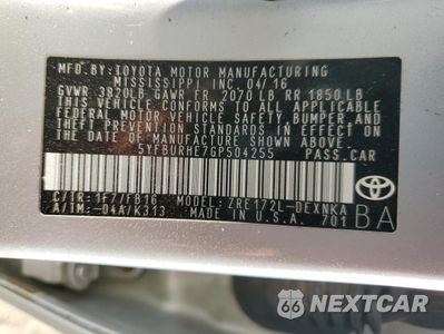 Zdjęcie 13 z 13 samochodu: 2016 TOYOTA COROLLA L VIN:5YFBURHE7GP504255 - miniatura