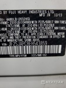Zdjęcie 12 z 12 samochodu: 2014 SUBARU FORESTER 2.5I TOURING VIN:JF2SJAPC8EH543859 - miniatura