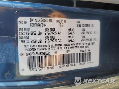 Zdjęcie 13 z 15 samochodu: 2001 DODGE GRAND CARAVAN SE VIN:1B4GP24391B228222 - miniatura
