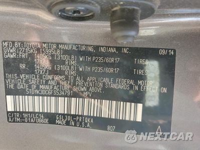 Zdjęcie 13 z 15 samochodu: 2015 TOYOTA SIENNA XLE VIN:5TDYK3DC6FS534791 - miniatura