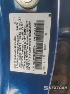 Zdjęcie 12 z 12 samochodu: 2012 HONDA CIVIC LX VIN:2HGFB2F5XCH537530 - miniatura
