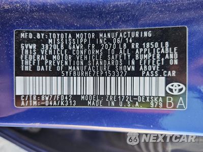 Zdjęcie 13 z 15 samochodu: 2014 TOYOTA COROLLA L VIN:5YFBURHE7EP153327 - miniatura