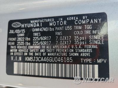 Zdjęcie 12 z 12 samochodu: 2016 HYUNDAI TUCSON LIMITED VIN:KM8J3CA46GU046185 - miniatura