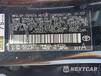 Zdjęcie 12 z 12 samochodu: 2007 TOYOTA PRIUS VIN:JTDKB20U177610993 - miniatura