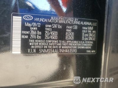 Zdjęcie 13 z 13 samochodu: 2022 HYUNDAI SANTA FE CALLIGRAPHY VIN:5NMS54AL1NH463590 - miniatura
